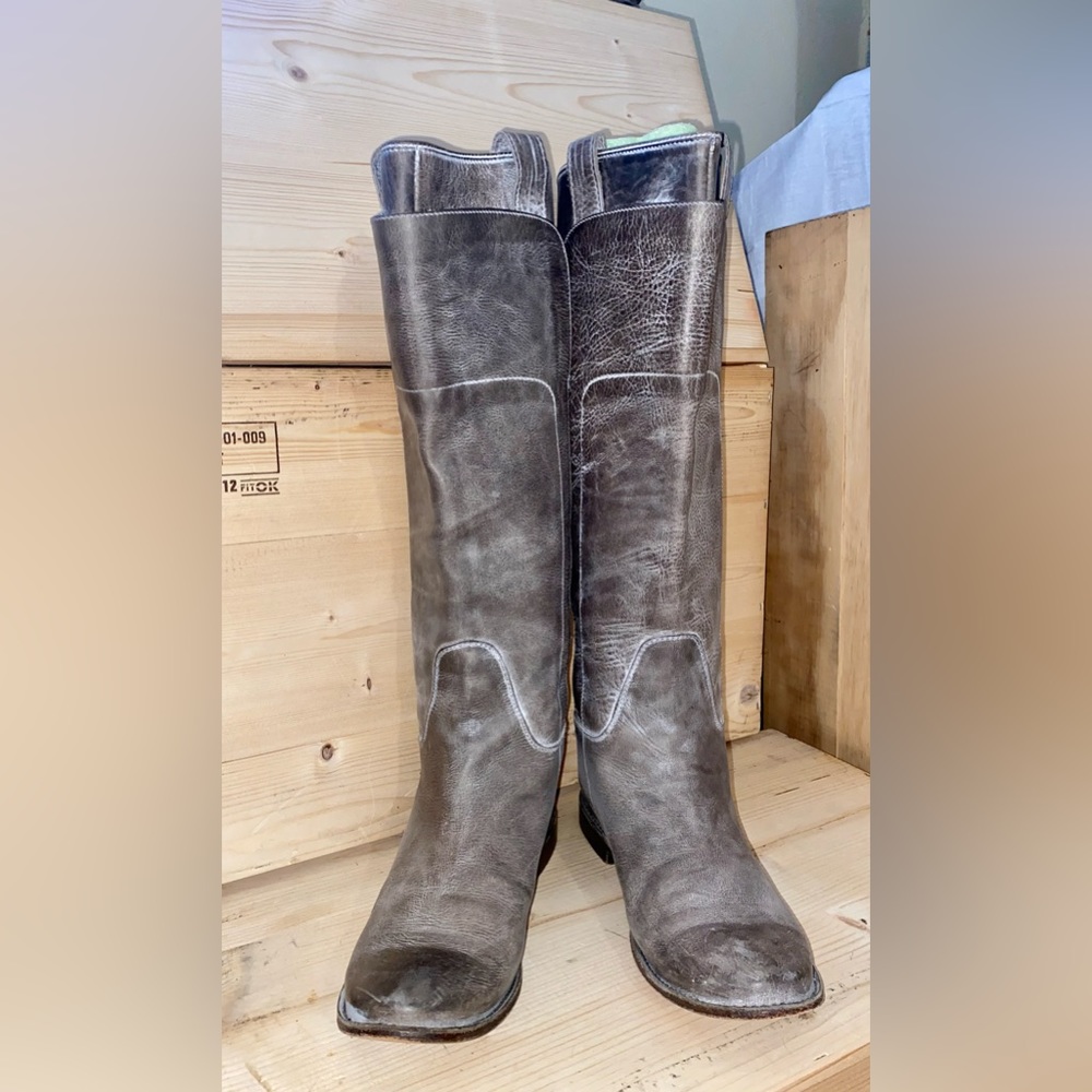 Frye gray leather riding boots